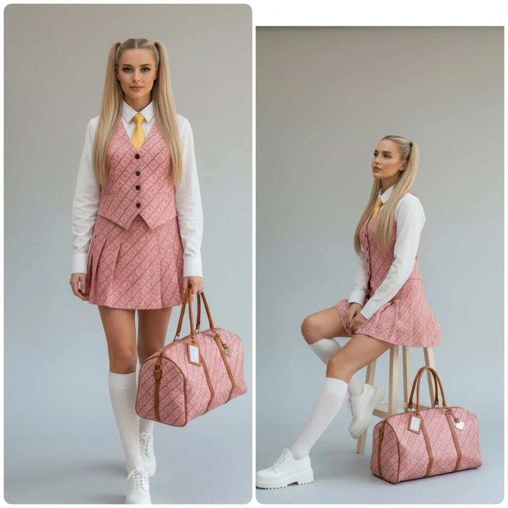 Vintage Dooney & Bourke Bubble Gum Pink Monogram Carry On Travel Bag Y2K - Picture 4 of 16